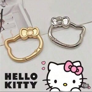 NWT GOLD Hello Kitty carabiner clip Key Holder